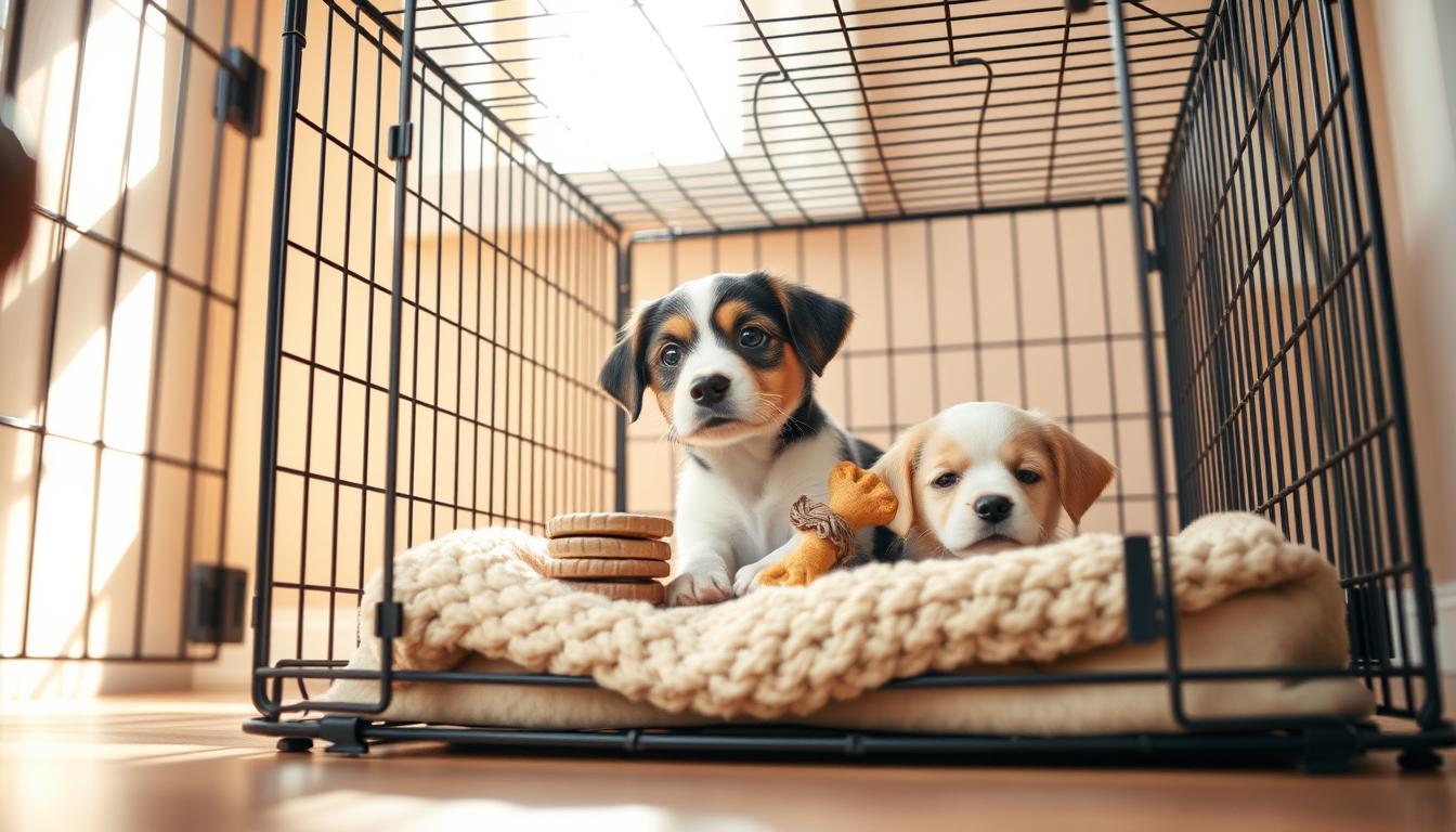 using a crate to house train a puppy