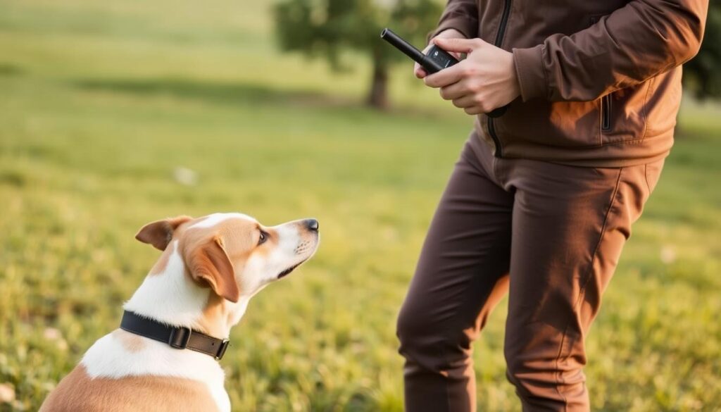 Dog training with remote electric collar